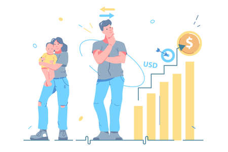 Man choosing between career or familyのイラスト素材