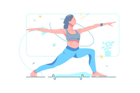 Fit woman doing yoga on matのイラスト素材