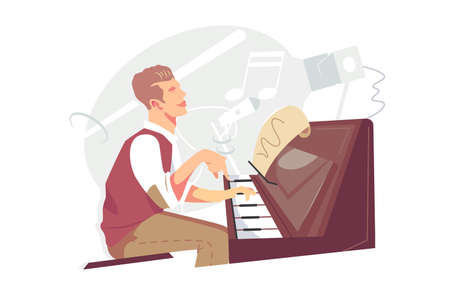 Jazz pianist at piano instrumentのイラスト素材