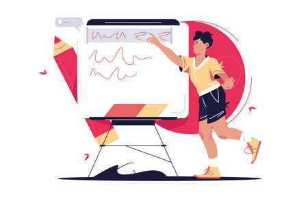 Guy highlight letters on boardのイラスト素材