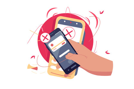 Refused contactless payment via smartphoneのイラスト素材