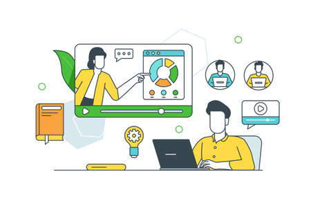 Online video tutorials for trainingのイラスト素材