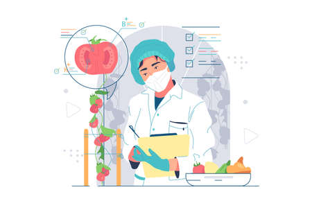 Scientist work on research in agricultureのイラスト素材
