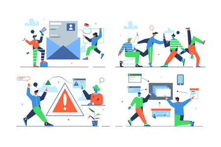 Set of different online processesのイラスト素材