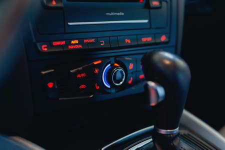 Car climate control panel. Interior detail.の写真素材