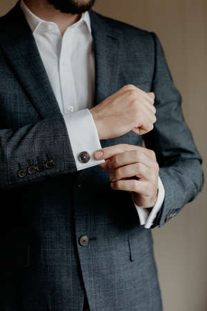 Elegant young fashion business man wearing suit.