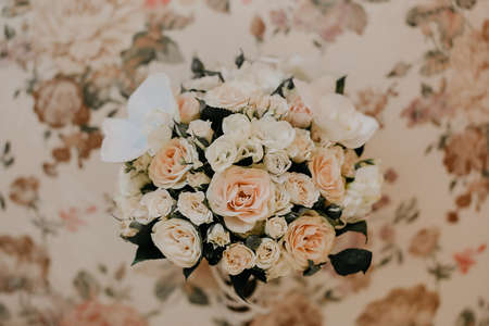 Beautiful wedding bouquet, wedding floristry. Stylish wedding bouquet bride.の写真素材