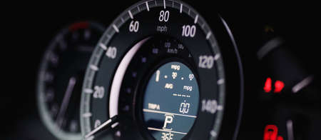 Rivne, Ukraine - 03, 28, 2021: Honda Accord 9 steering wheel with logo and speedometer.のeditorial素材