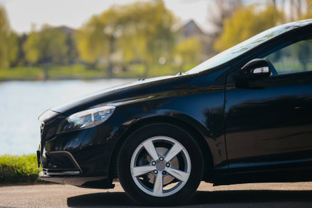 Volvo V40 D2 parked in villageのeditorial素材