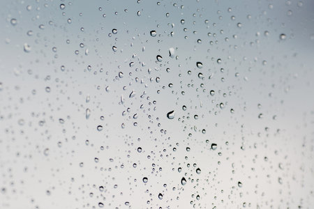 Rain drops on the window close up.の写真素材