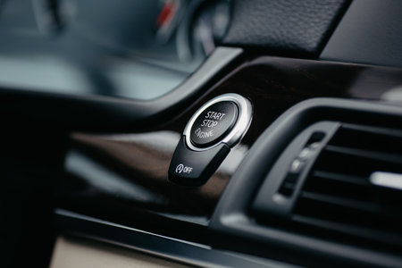 Close up view of the interior of a modern car. Selective focus.