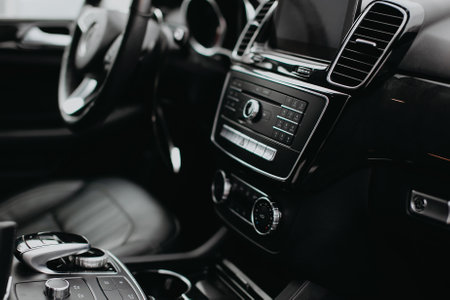 Interior of a luxury modern car.の写真素材