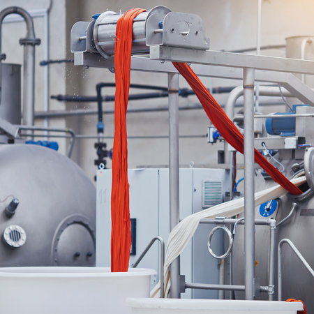 Modern interior of a brewery. Industrial equipment, pipes, machinery and equipment.の写真素材