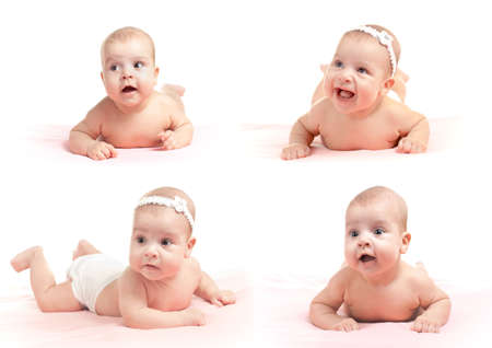 Hi-res collection of  smiling infant isolated on whiteの写真素材
