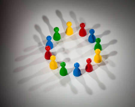 group of multi-colored people to represent social network, diversity, multi cultural society, team...