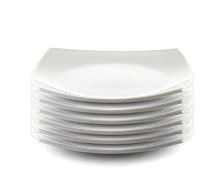 square white plates stack isolated