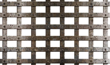 ancient metal cage isolated on white