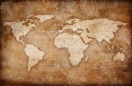 grunge world map backgroundの写真素材