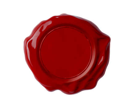 Red wax seal isolated on whiteの写真素材