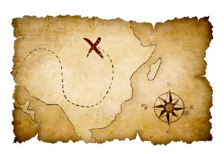 Pirates map with marked treasure location Pirates map with marked treasure location