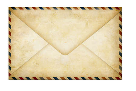 old closed paper air post letter isolated on whiteの写真素材