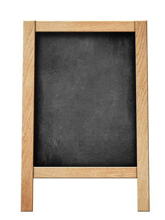 standing blackboard for your offer or menu isolated on whiteの写真素材
