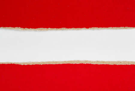 red riped paper over white