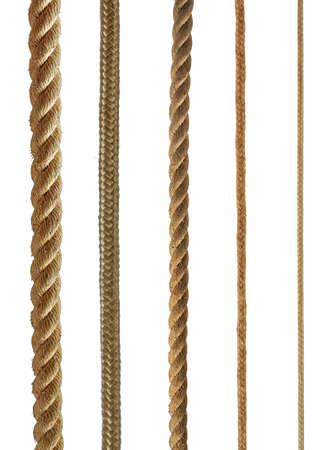 various ropes collection isolated on whiteの写真素材