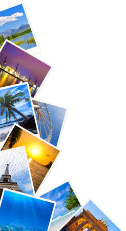 Traveling photos frame isolated on white
