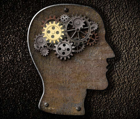 Brain mechanism gears and cogs made from rusty metal