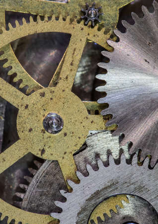 clock mechanism gears and cogs close up