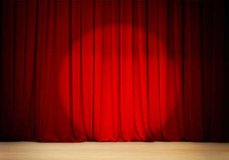 red curtain with spot light  theater stageの写真素材