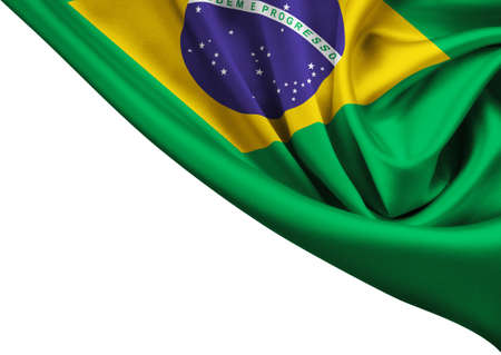 flag of Brazil crop isolated on whiteの写真素材