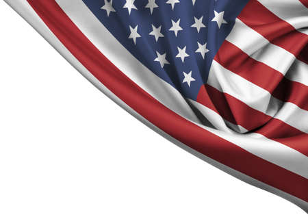 USA waving flag corner isolated on white