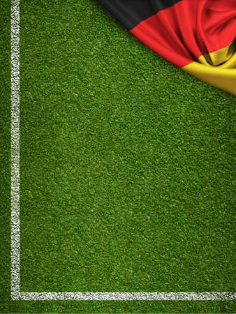 Soccer field with flag of Germanyの写真素材