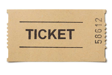 Simple paper ticket isolated on whiteの写真素材