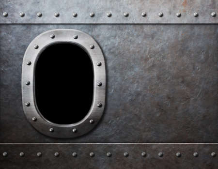 ship or submarine window steam punk metal backgroundの写真素材