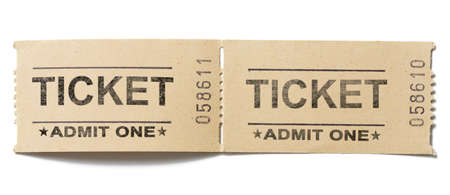 old vintage paper tickets pair isolatedの写真素材