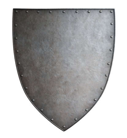 Simple medieval coat of arms metal shield isolatedの写真素材