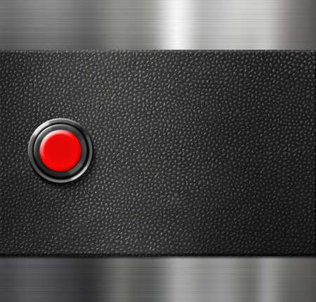 start engine red blank button on black leather and metal background