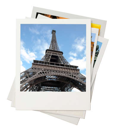 Travel photo collage isolated on white backgroundの写真素材