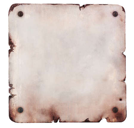 Rusty metal plate isolatedの写真素材