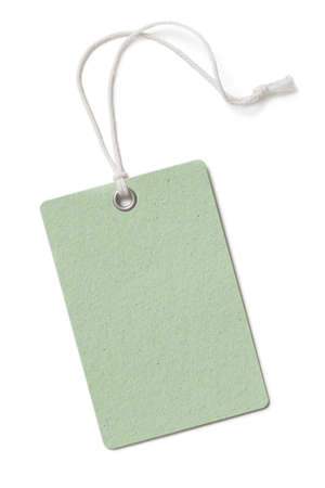 Blank green cardboard price tag or label isolatedの写真素材