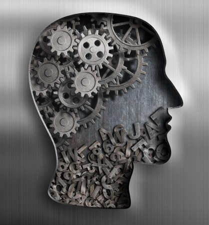 Metal brain. Thinking,  psychology, creativity, language concept.の写真素材