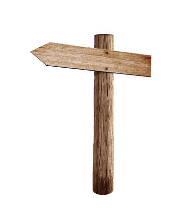 old wood left arrow road arrow sign isolatedの写真素材
