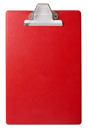 Red clipboard isolated with clipping pathの写真素材