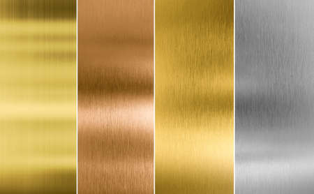 Stitched silver, gold and bronze metal texture backgroundsの写真素材