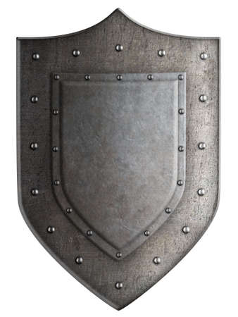 Big medieval coat of arms metal shield isolatedの写真素材