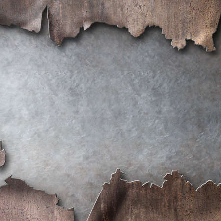 damaged rusty metal with torn hole background