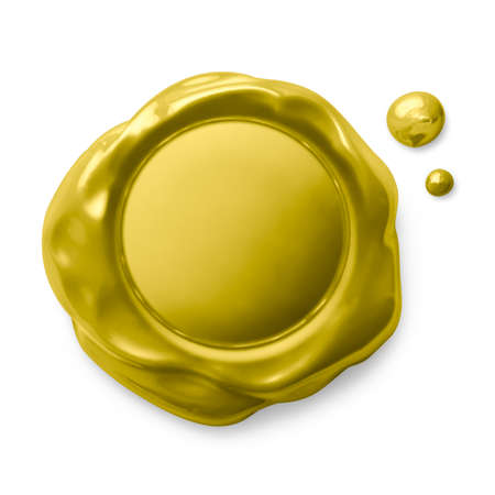 metal golden seal isolated on whiteの写真素材